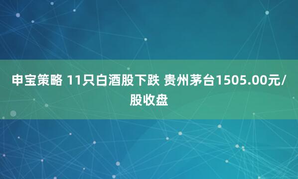 申宝策略 11只白酒股下跌 贵州茅台1505.00元/股收盘